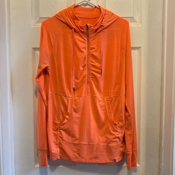 Tangerine Pullover Hoodie Womens Size Large Neon Orange 1/2 Zip Activewear - Picture 1 of 7